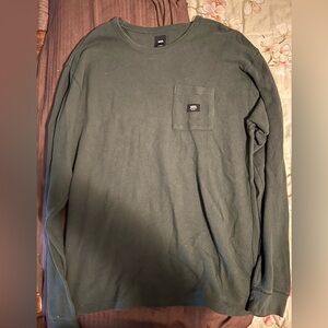 Vans Thermal Waffle Knit Pocket Shirt Mens XL Premium Long Sleeve Relaxed Green